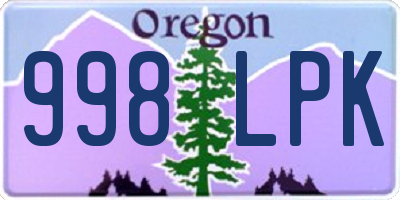 OR license plate 998LPK