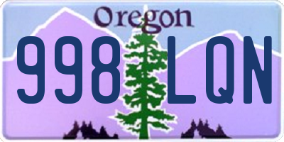 OR license plate 998LQN