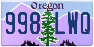OR license plate 998LWQ