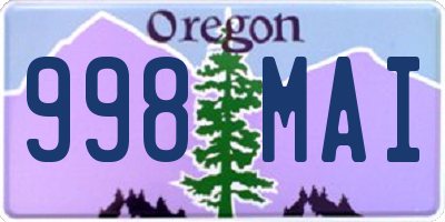 OR license plate 998MAI