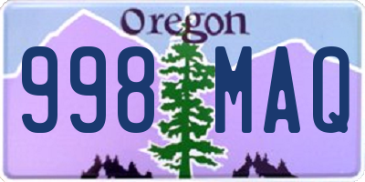 OR license plate 998MAQ