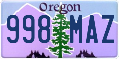 OR license plate 998MAZ