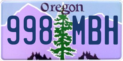 OR license plate 998MBH