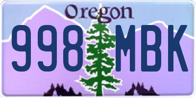 OR license plate 998MBK