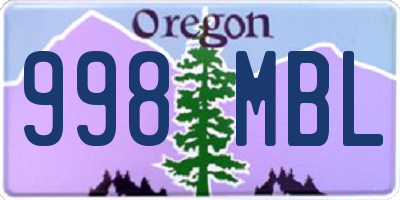 OR license plate 998MBL