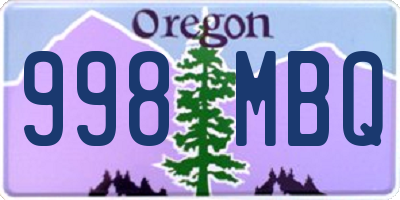 OR license plate 998MBQ