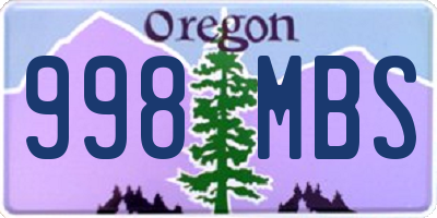 OR license plate 998MBS