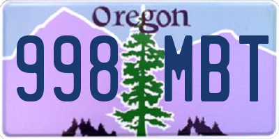 OR license plate 998MBT