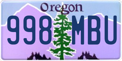 OR license plate 998MBU