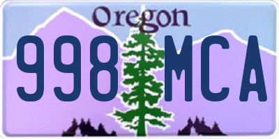 OR license plate 998MCA