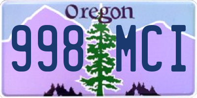 OR license plate 998MCI