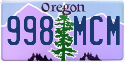 OR license plate 998MCM