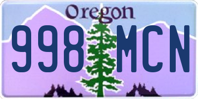 OR license plate 998MCN