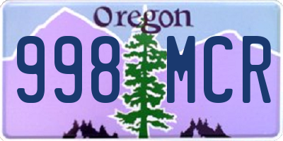 OR license plate 998MCR