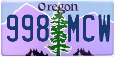 OR license plate 998MCW