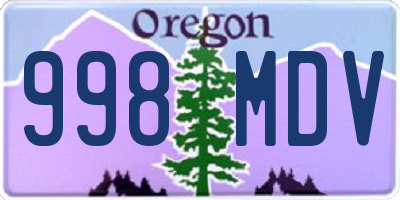 OR license plate 998MDV