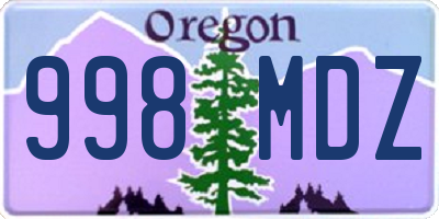 OR license plate 998MDZ