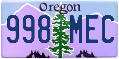 OR license plate 998MEC