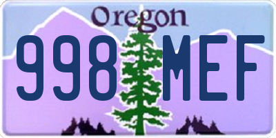 OR license plate 998MEF