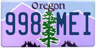 OR license plate 998MEI