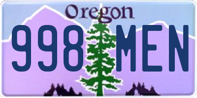 OR license plate 998MEN