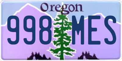 OR license plate 998MES