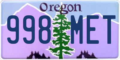 OR license plate 998MET