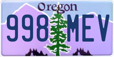 OR license plate 998MEV