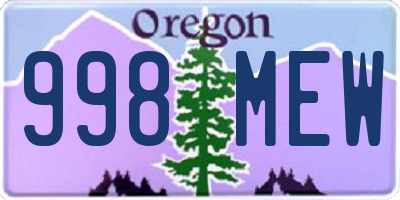 OR license plate 998MEW