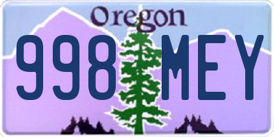 OR license plate 998MEY