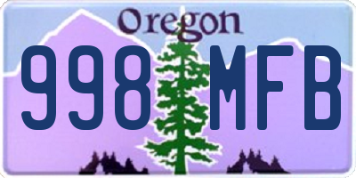 OR license plate 998MFB