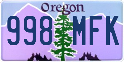 OR license plate 998MFK