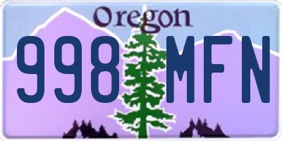 OR license plate 998MFN