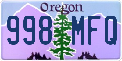 OR license plate 998MFQ