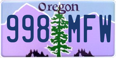 OR license plate 998MFW