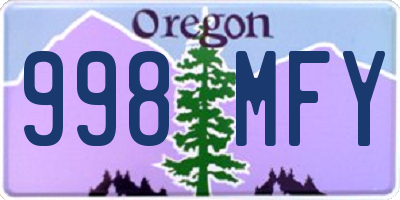 OR license plate 998MFY