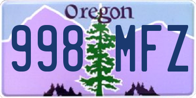 OR license plate 998MFZ