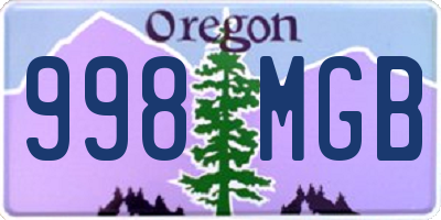 OR license plate 998MGB