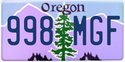 OR license plate 998MGF