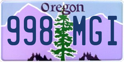 OR license plate 998MGI