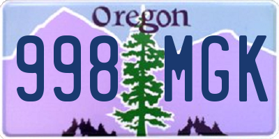 OR license plate 998MGK