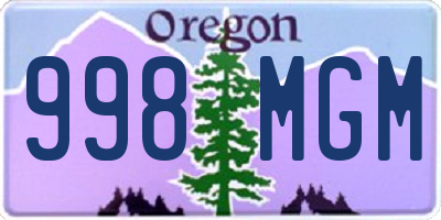 OR license plate 998MGM