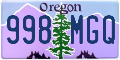 OR license plate 998MGQ