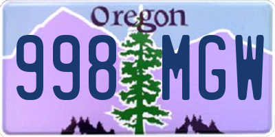 OR license plate 998MGW