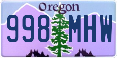 OR license plate 998MHW