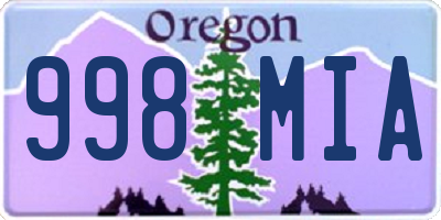OR license plate 998MIA