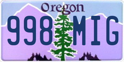 OR license plate 998MIG