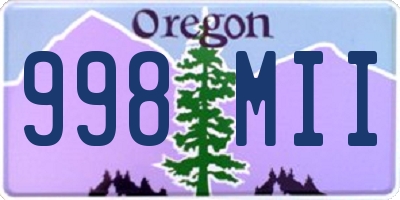 OR license plate 998MII