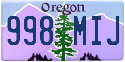 OR license plate 998MIJ