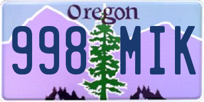 OR license plate 998MIK